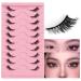 couduan 10 Pairs Lashes Fluffy Wispy Lash Clusters False Eyelashes Strip Fake Glue Eyelash Natural Wispies Effect Natural Mascara Set Fad Eyelure Girl Voluptuous Curl Makeup(Black)