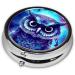 Shop Round Pill Box - 3 Compartment Portable Travel Organizer | Compact Daily Pill Case for Vitamins - Blue Owl - Buy Online on GoSupps.com