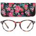Magimodac women computer reading glasses blue light filter slightly round oval reading glasses computer glasses with prescription reading aid visual aid floral 2.0 dioptria