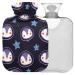 Naanle Galaxy Penguins Astronaut heat bottle with cover Transparent hot water bottle 2l large hot hot water bottle for bed handfoot heat pain relief heat and cold therapy