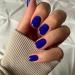 BNUUTIM Square Press on Nails Blue Fake Nails Short False Nails with Designs Solid Color Glossy Glue on Nails UV Finishing Natural Acrylic Nails Squoval Nails Stick on Fingernails Manicure for Women and Girls