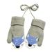 iEasey Cute Baby Winter Knitted Warm Mittens On String 0-3 Years Infant Toddler Fox Thick Fleece Lined Gloves Kid Thermal Ski Snow Gloves Cold Weather Hand Warmer for Baby Girls Boys Xmas Gift Grey #C Grey