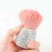 ANGNYA Nail Dust Brush with Shiny Rhinestones Fluffy Dust Brush for Acrylic Nails Soft Dip Powder Remover Makeup Brush Clean Up Tools Nail Art Brush (Pink)