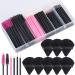248 Pcs Disposable Makeup Applicators with Triangle Makeup Puffs, Mascara wands, Disposable Lip Applicators, Eyeliner Brushes Disposable Makeup Applicator Kit for Makeup Artist Supplies White