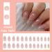 Buy MISUD Almond Press on Nails - Medium Stiletto Glossy Chrome Acrylic Bling French Tip - 24 pcs Nude Pink | International Shipping Available - Buy Online on GoSupps.com