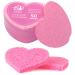 MMRH Facial Sponges Heart Shape Compressed Facial Sponges Natural Facial Cleansing Sponges Pads Exfoliating Sponges for Cleansing Reusable 50 Pieces (Pink)
