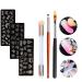 Mwoot nailart brush set with nail stamp stencil (kit with 6) nail art nail brush for gelnagel draw ombre sponge brushes with silicone stamper flower butterfly stamping plates