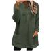 AMhomely Ladies Womens Soft Teddy Fleece Hooded Jumper Plus Size Double Fleece Casual Hoodies With Pocket V Neck Soft Fleece Hooded Sweatshirts Plain Pullover Tops Winter Lightweight Lounge Tops 02 Army Green S