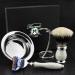 4 Pc Men's Shaving Kit - 5 Blade Razor Silver Tip Badger Brush Stand & Stainless Steel Bowl | Perfect Grooming Set for Men - Buy Online on GoSupps.com