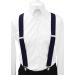 axy Men's Suspenders 3.5 cm Wide X-Shape with 4 Strong Clips - Black Blue White Dots | International Shipping - Buy Online on GoSupps.com