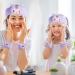 Cute Cartoon Spa Headband and Wristbands Set for Women - Purple Makeup Headband for Face Washing, Bath, Shower - Buy Online on GoSupps.com