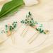 Bride Leaf Hair Pins Set - Vintage Gold Vine Barrettes with Emerald Green Crystals - Bridal Hair Accessories - Buy Online on GoSupps.com