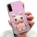 Tivenfezk Nadoli for Samsung Galaxy S20 Plus Hase Hidden Stand Shell caricature glitter rabbits stand Soft silicone bling cell phone case transparent protective cover samsung galaxy s20 plus pink