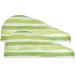 Green Stripe Hair Towel 2 Pack - Super Absorbent Quick Dry Hair Turbans for Women & Girls | Fast International Shipping - Buy Online on GoSupps.com