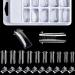 Kalolary Full Cover Dual Nail System Form 100PCS Clear Dual Forms UV Gel Acrylic Tips with 10PCS Poly Gel Quick Building Nail Tip Clip
