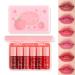 6 Colors Liquid Tint Stain Korean Lip Gloss Moisturizing Natural Multi-Use Lip and Cheek Tint Stain Long-Lasting & Non-Stick Cup Vivid Color Peach