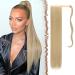 FESHFEN Straight Long Wrap Around Ponytail Extensions 24 Synthetic Hair Piece Clip in Ponytail Hair Extensions Hairpiece for Women Girls Pale Golden Blonde & Bleach Blonde 24 Inch (Pack of 1) 24/613# Pale Golden Blonde & Bleach Blonde-Wrap Around