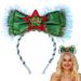 Flayem Bow Christmas Headbands for Kids Adults Green Xmas Cute Hair Hoop for Women Men Christmas Party Costume Party Favor Green Star