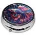 Colorful Fish & Flowers Portable Pill Box - Round Mini 3-Compartment Metal Container for Small Pills | Ideal Travel Accessory - Buy Online on GoSupps.com