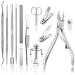 JTIEO 12PCS Toenail Clippers Ingrown Toenail Tool Nail Clippers Nail Clipper Set Toe Nail Kit Podiatrist Toenail Clippers Heavy Duty Toenail Clippers for Thick Toenails (Silver)