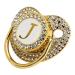 Bling Pacifier Baby Pacifier Capital Letters Soft Printed with Dust Cover for Newborns (Letter J)