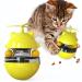 NO Tumbler Interactive Cat Toy, Cat Snack Dispenser with Double Rolling Balls, Cat Windmill Turntable, IQ Training Games and Sports Indoor for Pets, Yellow