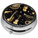 Portable 3 Compartment Round Pill Box | Decorative Mini Pill Organizer for Travel | Ideal for Vitamins & Medications - Buy Online on GoSupps.com