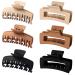 Vsiopy 6 Pack Medium Large Claw Clip for Thin Hair 3.5 Inch Hair Jaw Clips for Thick Hair Double Row Hair Clips for Women & Girls Strong Hold Matte Hair Claw Clips Black Beige Brown