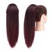 Feshfen Clip-In Ponytail Extensions - 35 cm Smooth Long Synthetic Hair in Black & Burgundy | Easy Braid Wrap Around for Women - Buy Online on GoSupps.com