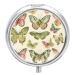 Pill Box Pill Case 3 Compartment Travel Pill Box Yellow Butterfly Pattern Printing Small Pill Box Portable Medicine Pill Case Pill Organizer for Purse & Pocket for Travel Handbag (Round)