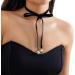 Oralgo Simple Pearl Neck Band with Bow - Elegant Women's Collarbone Necklace | Long Lacing Fashion Jewelry - Buy Online on GoSupps.com