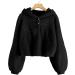 Girls' Floral Fleece Hoodie Jacket - Black, 9-10 Years | Cozy Button Down Top - Buy Online on GoSupps.com