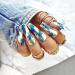 Artquee 24pcs Blue Press on Nails Long Ballerina - Glossy Acrylic Fake Nails with Gold Stroke Designs - Coffin False Tips for Women and Girls - Buy Online on GoSupps.com