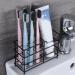 Stainless Steel Toothbrush Holder - Multifunctional Bathroom Organizer for Toothbrush Toothpaste Razor & Comb - Sleek Black Design - Buy Online on GoSupps.com