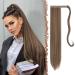 Fish long smooth ponytail hair part synthetic hair extension braid hair extension for women girls golden brown mixed blond 60 cm 60 cm (1 Pack) golden brown mixed blonde