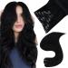 Easyouth Black Clip in Extensions Human Hair Clip ins 16 Inch 120g 7Pcs Double Weft Clip in Real Hair Extensions Jet Black Clip in Hair Extensions Natural Soft 16" 2-7Pcs Clip #1