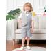 Mint Green Baby Boys Gentleman Suit Set - Shirt, Bowtie, Waistcoat & Shorts | Light Grey | Size 3-4 Years - Buy Online on GoSupps.com