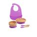 Love Earth - Bamboo Baby Weaning Set 5 Piece Baby Weaning Set Including Suction Plate Bowl Spoons and a Silicone Bib Eco-Friendly Weaning Set for Babies from 3 Months to 6 Years (Purple)