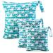 Ceekii wet dry dyel diaper pockets 3 Pack diaper bags naspocks washable travel pockets waterproof wet bag baby reusable beach pool gym BAG with zip pocket and push button handle blue