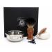 Haryali London razor set made of wood with 3 blades razor made of black roof hair brush and soap and bowl perfect set for men