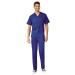 WonderWink PRO Men's V-Neck Top & Straight Leg Cargo Pant Scrub Set + Badge Reel Galaxy Blue 3X-Large Top / 4X-Large Pants
