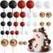 Astaron 32 pieces of Tortendeko balls cake topper mini balloons cake upleater for wedding party baby party birthday cake (red black) red black