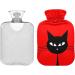 Soft Cat Hot Water Bottle with Cover - Warm Up Your Bed & Relieve Neck & Shoulder Pain | 2L Red Background - Buy Online on GoSupps.com