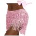 Sequin Skirt Fringe Skirt Belly Dance Hip Skirt Rave Party Costume Sparkle Skirt with Heart Sunglasses for Women and Girls Pink
