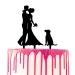 CARISPIBET cake topper groom & bride kiss with a dog by their side acryllic silhouette