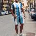 Men's Muscle T-Shirt & Short Set | Summer Workout 2 Piece Tracksuit - Blue-3 Medium - Buy Online on GoSupps.com