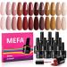 MEFA Gel Nail Polish 12 Colors Fall Winter Nude Brown Red Gel Polish Set Flash Dark Red Glitter Nail Polish Gel Pink Gel Nail Gifts for Women Girl DIY Salon Home Manicure