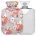 NAANLE Floral Fox hot water bottle with cover transparent warm water bottle 2 l large warm-up bag for neck knees pain relief hot and cold therapy 2l