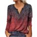 Floral Print Plus Size Women's Summer Top - Wine Boho V Neck Shirt - Buy Online on GoSupps.com