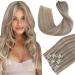 Hot sales product Hetto blond clip in real hair extensions remy clip extensions real hair highlight extensions clip in hair recovery #17/2 23 Ashblond highlights light blonde 120g 35 cm 2-1 #p17/23 medium blonde